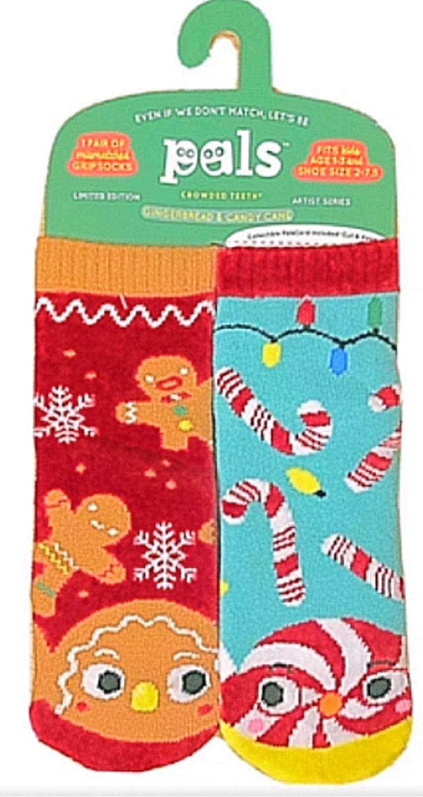 PALS SOCKS Brand Unisex CHRISTMAS Mismatched Gripper Bottom Socks (CHOOSE SIZE) - Novelty Socks for Less