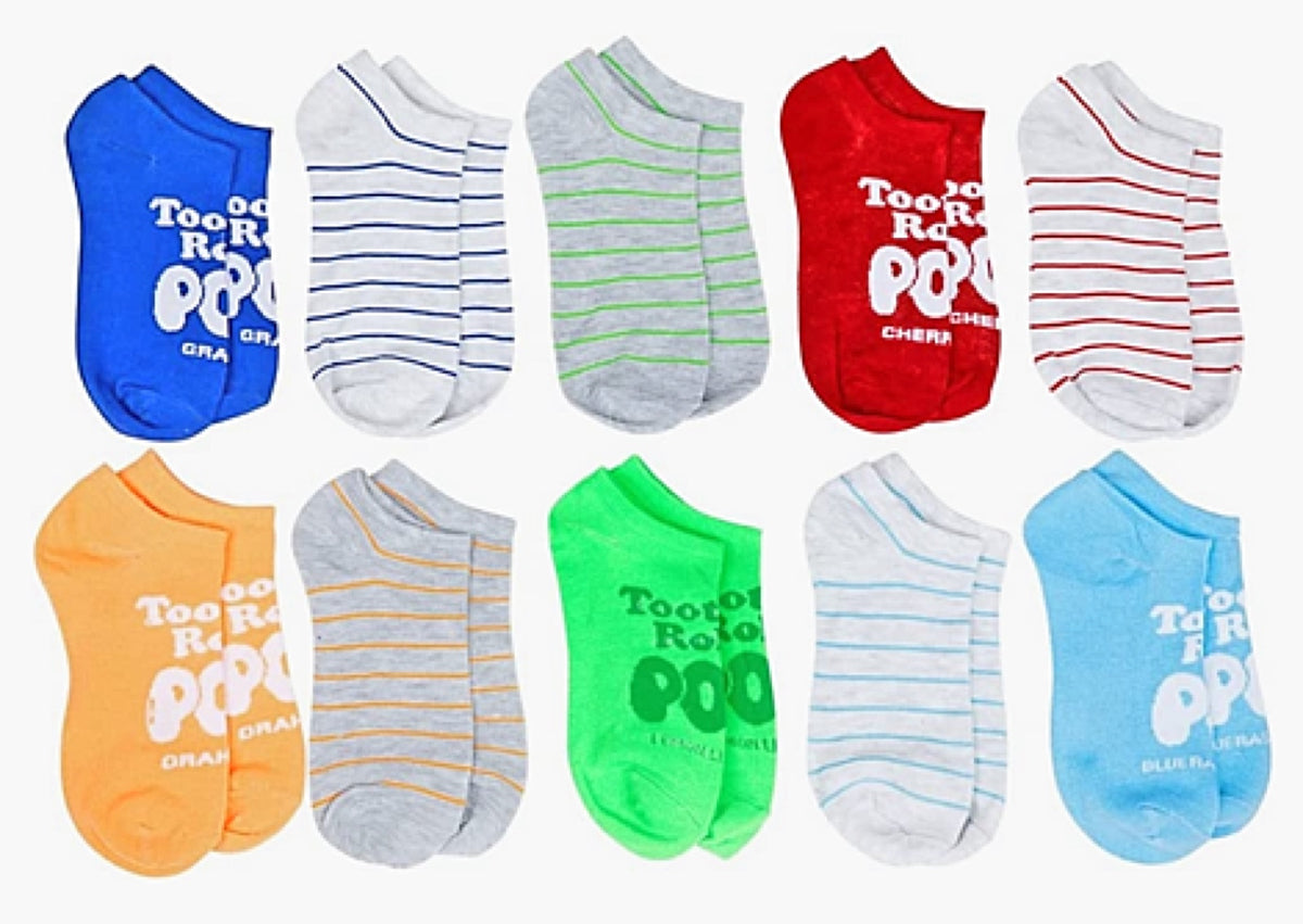 TOOTSIE ROLL POP LADIES 10 Pair Of No Show Socks - Novelty Socks for Less