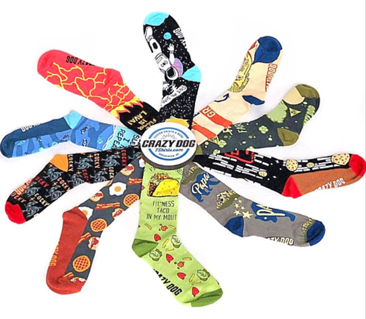 CRAZY DOG BRAND MEN’S FISHING SOCKS ‘MY FISHING BUDDY CALLS ME DAD’ - Novelty Socks for Less