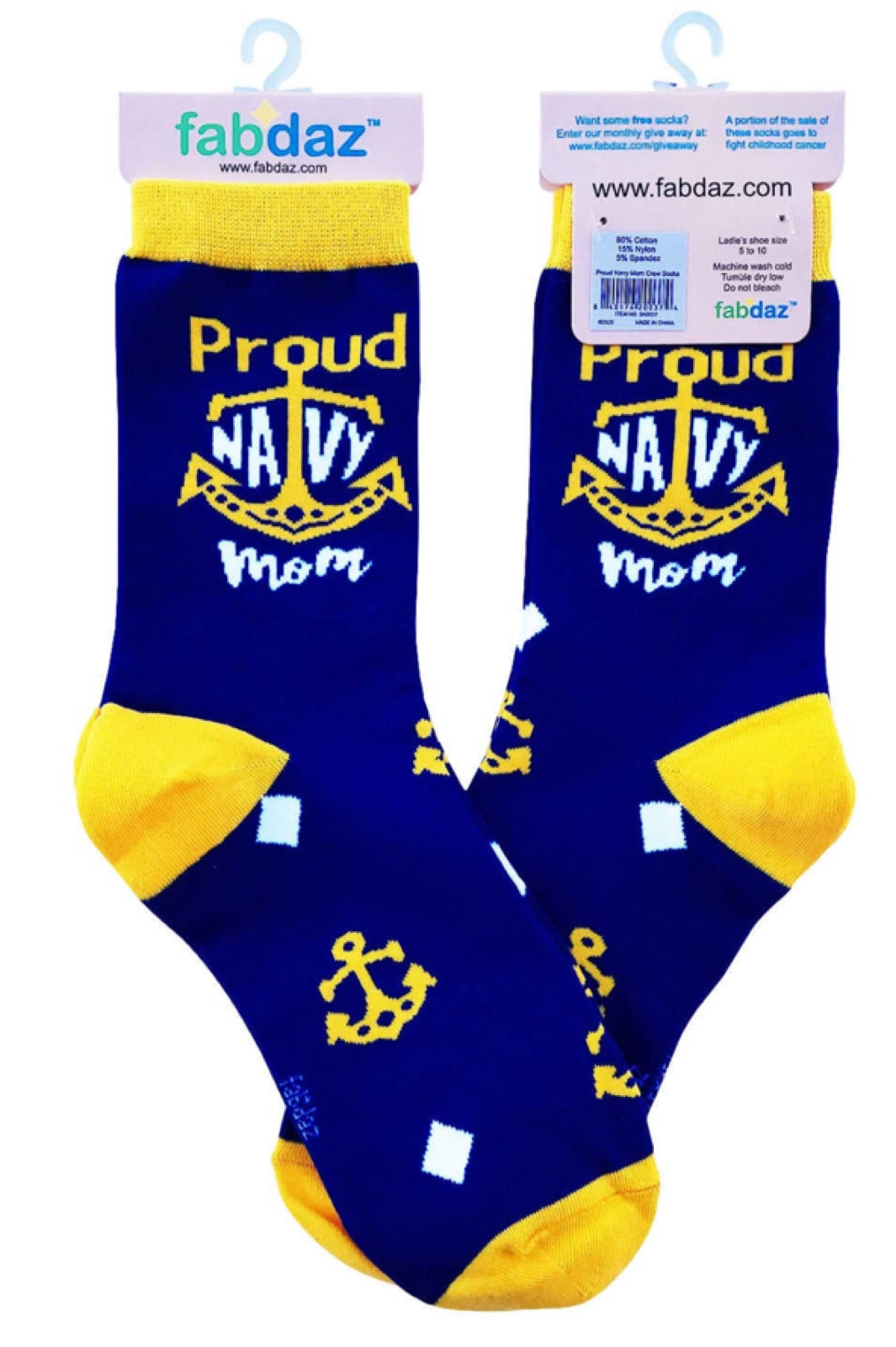FABDAZ Brand Ladies PROUD NAVY MOM Socks - Novelty Socks for Less