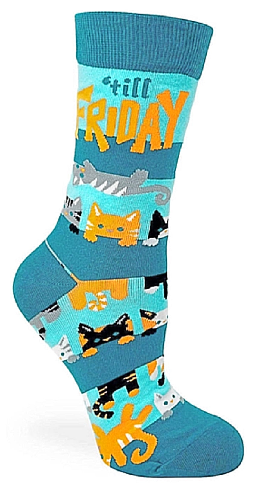 FABDAZ Brand Ladies CATS Socks ‘HANGIN’ ON TIL FRIDAY’ - Novelty Socks for Less