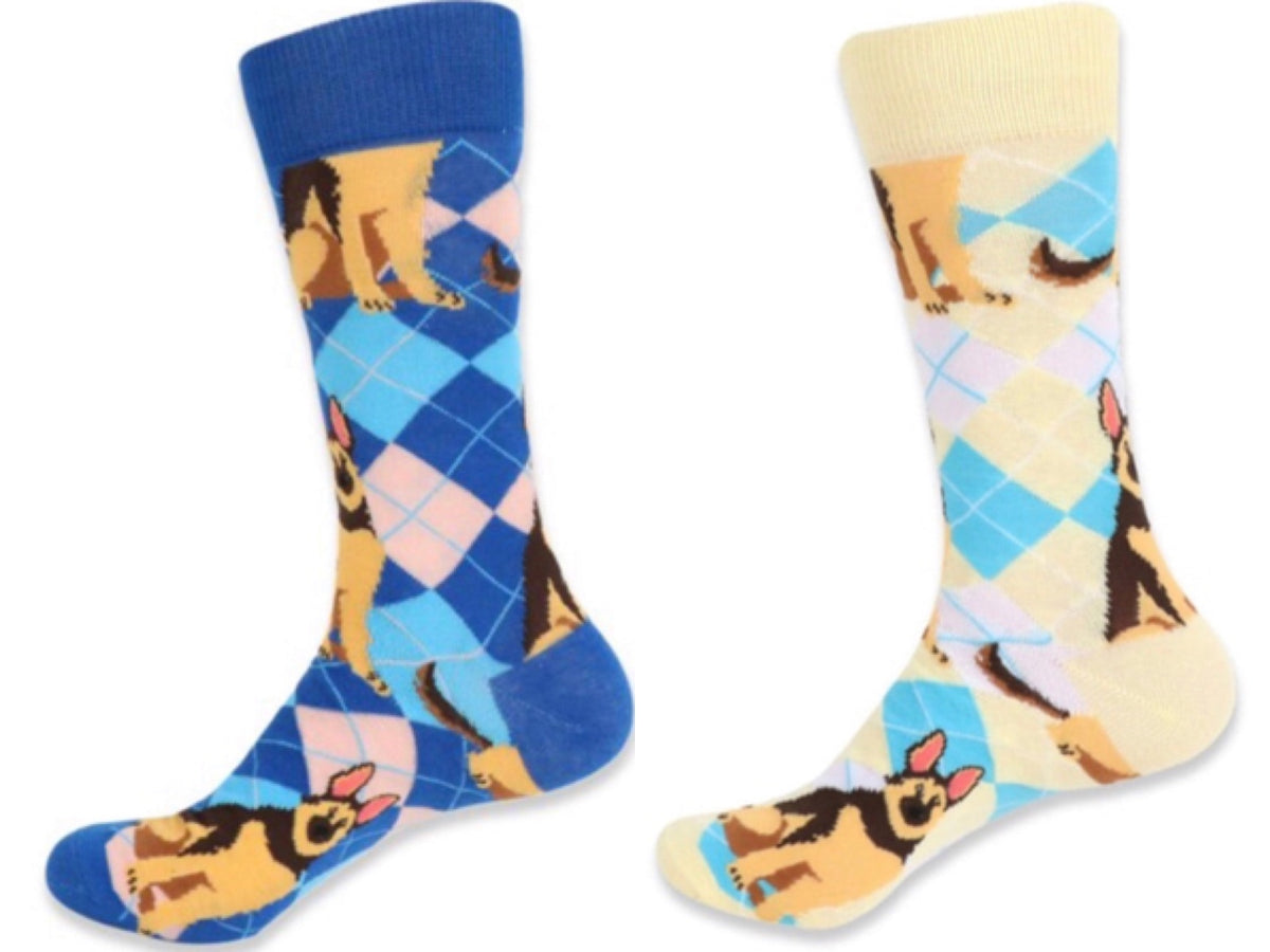 PARQUET BRAND MEN’S GERMAN SHEPHERD DOG SOCKS (CHOOSE COLOR) - Novelty Socks for Less