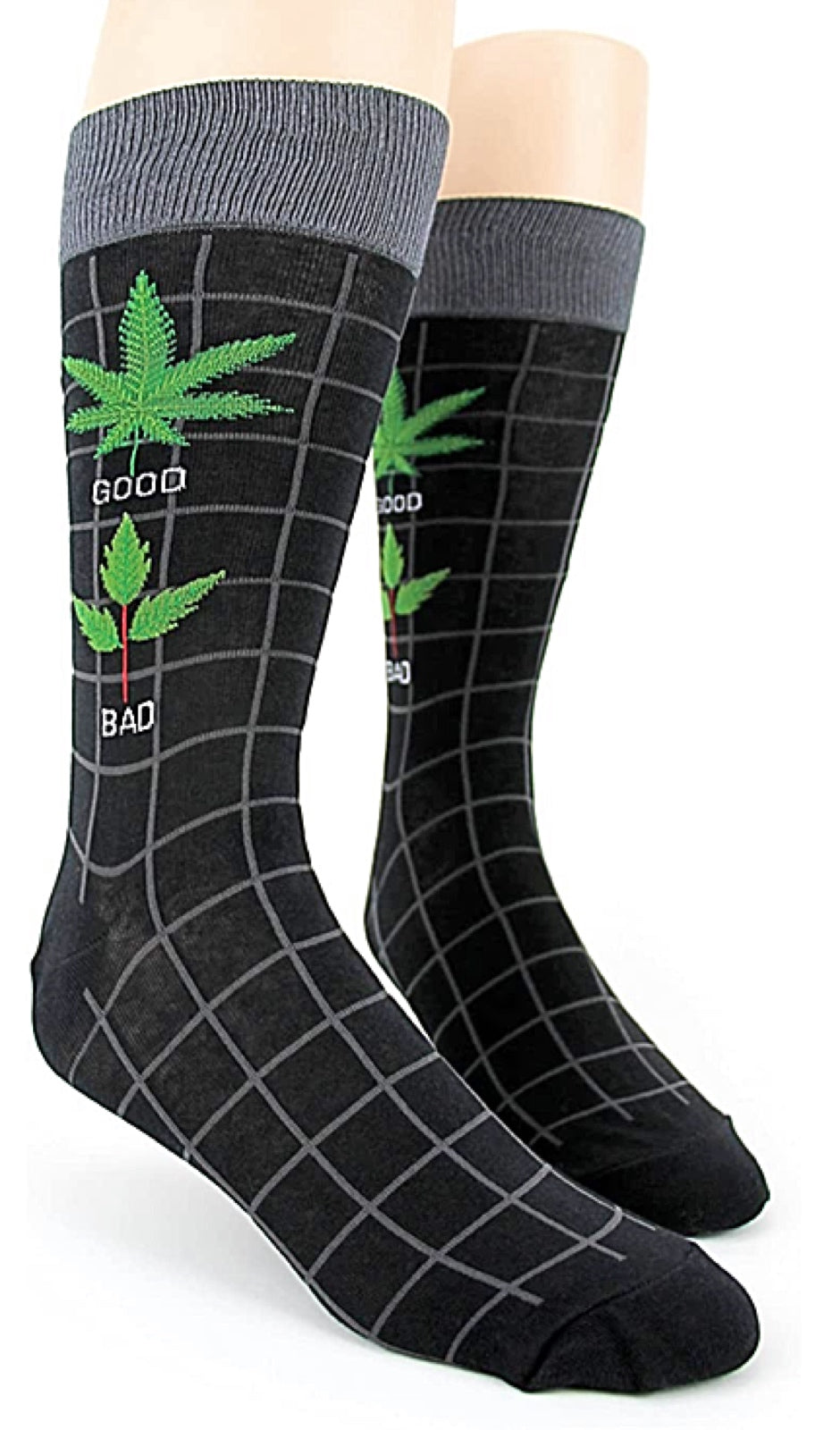 FOOT TRAFFIC Brand Men’s MARIJUANA Socks ‘GOOD WEED BAD WEED’ - Novelty Socks for Less