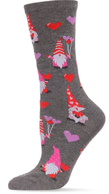 MeMoi BRAND LADIES GNOMES VALENTINE’S DAY SOCKS WITH HEART SHAPED BALLOONS - Novelty Socks for Less