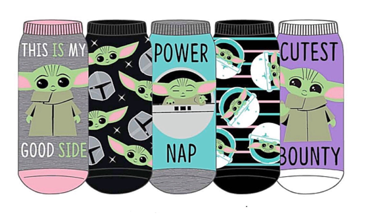 STAR WARS THE MANDALORIAN Ladies 5 Pair No Show Socks BABY YODA - Novelty Socks for Less