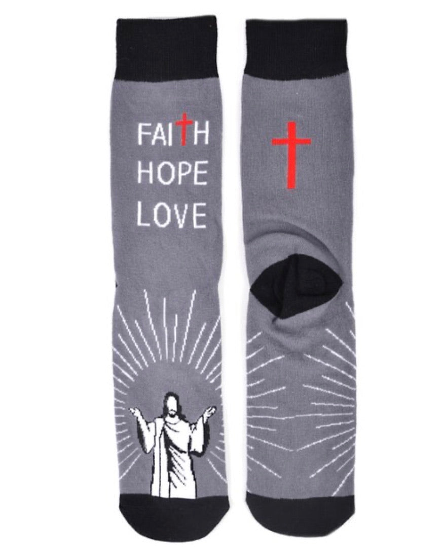 PARQUET BRAND Mens FAITH, HOPE, LOVE Socks - Novelty Socks for Less