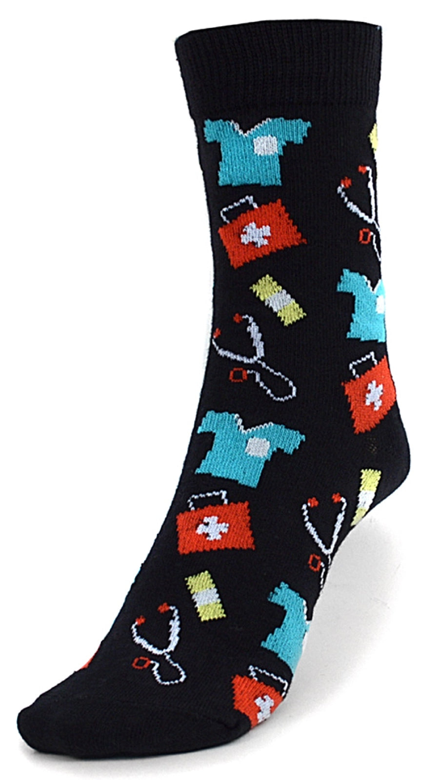 Parquet Brand LADIES DOCTORS, NURSE MEDICAL Socks WITH SCRUBS, STETHOSCOPE, BAND-AIDS - Novelty Socks for Less