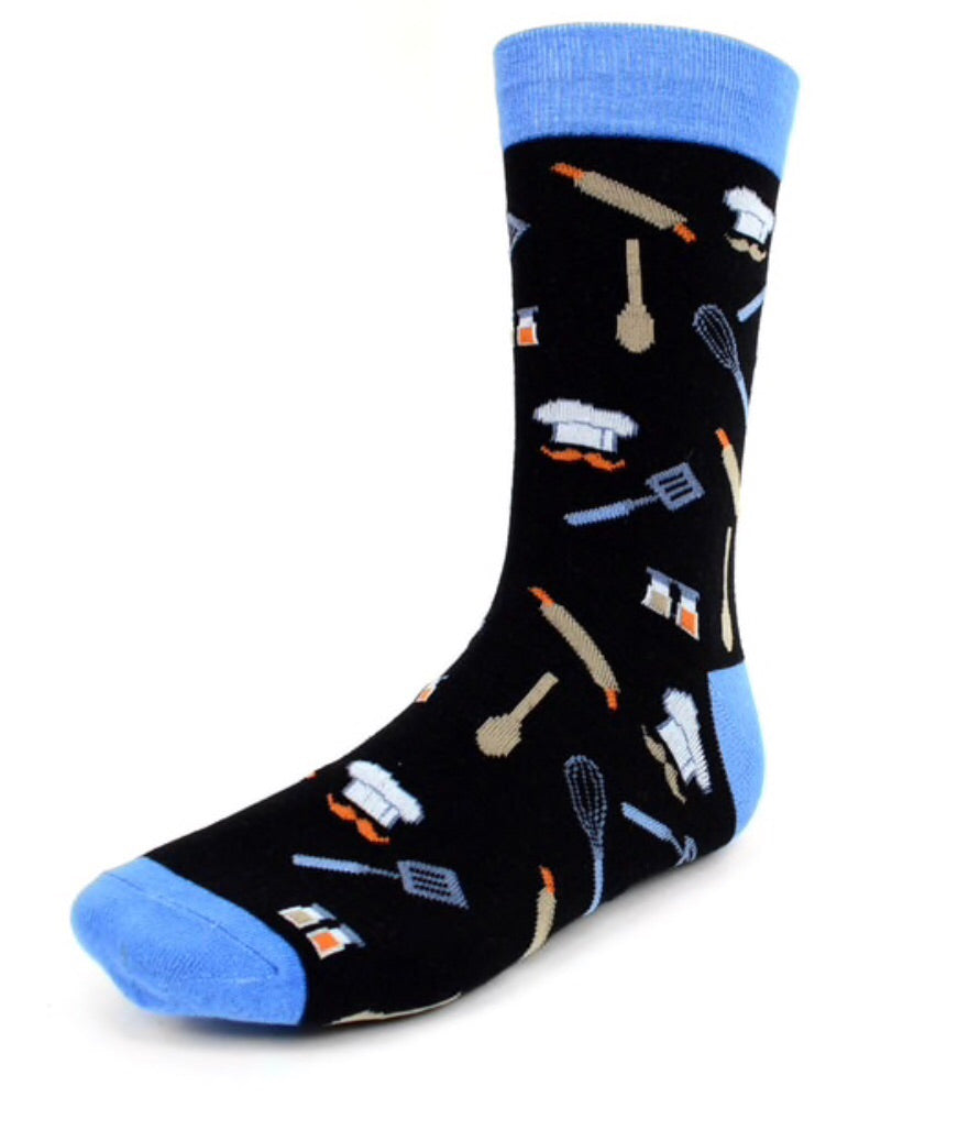 Parquet Brand Mens CHEF/FOODIE/BAKER PATTERN - Novelty Socks for Less