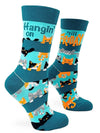 FABDAZ Brand Ladies CATS Socks ‘HANGIN’ ON TIL FRIDAY’ - Novelty Socks for Less