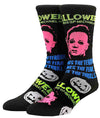 HALLOWEEN MENS MICHAEL MYERS BLACK LIGHT CREW SOCKS BIOWORLD BRAND - Novelty Socks for Less