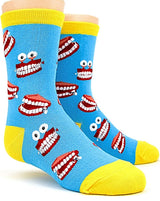 FOOT TRAFFIC Brand Kids CHATTY TEETH Socks Shoe Size 12-5 - Novelty Socks for Less