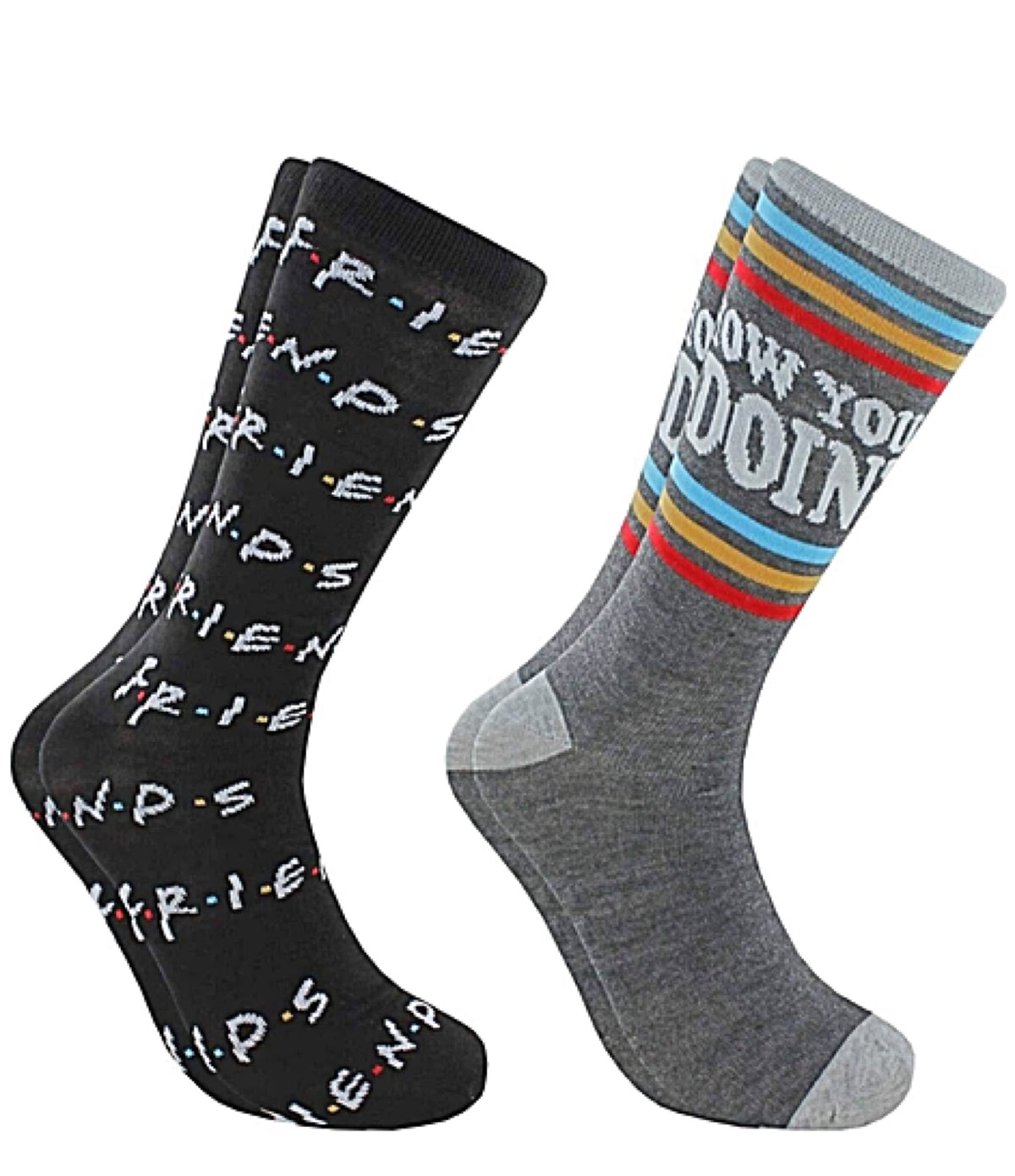 FRIENDS TV SHOW MEN’S 2 PAIR SOCKS ‘HOW YOU DOIN’ - Novelty Socks for Less