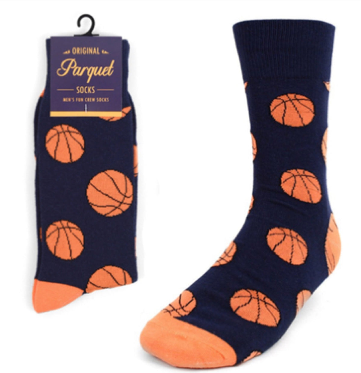 PARQUET Brand Men’s BLACK With BASKETBALLS Socks - Novelty Socks for Less