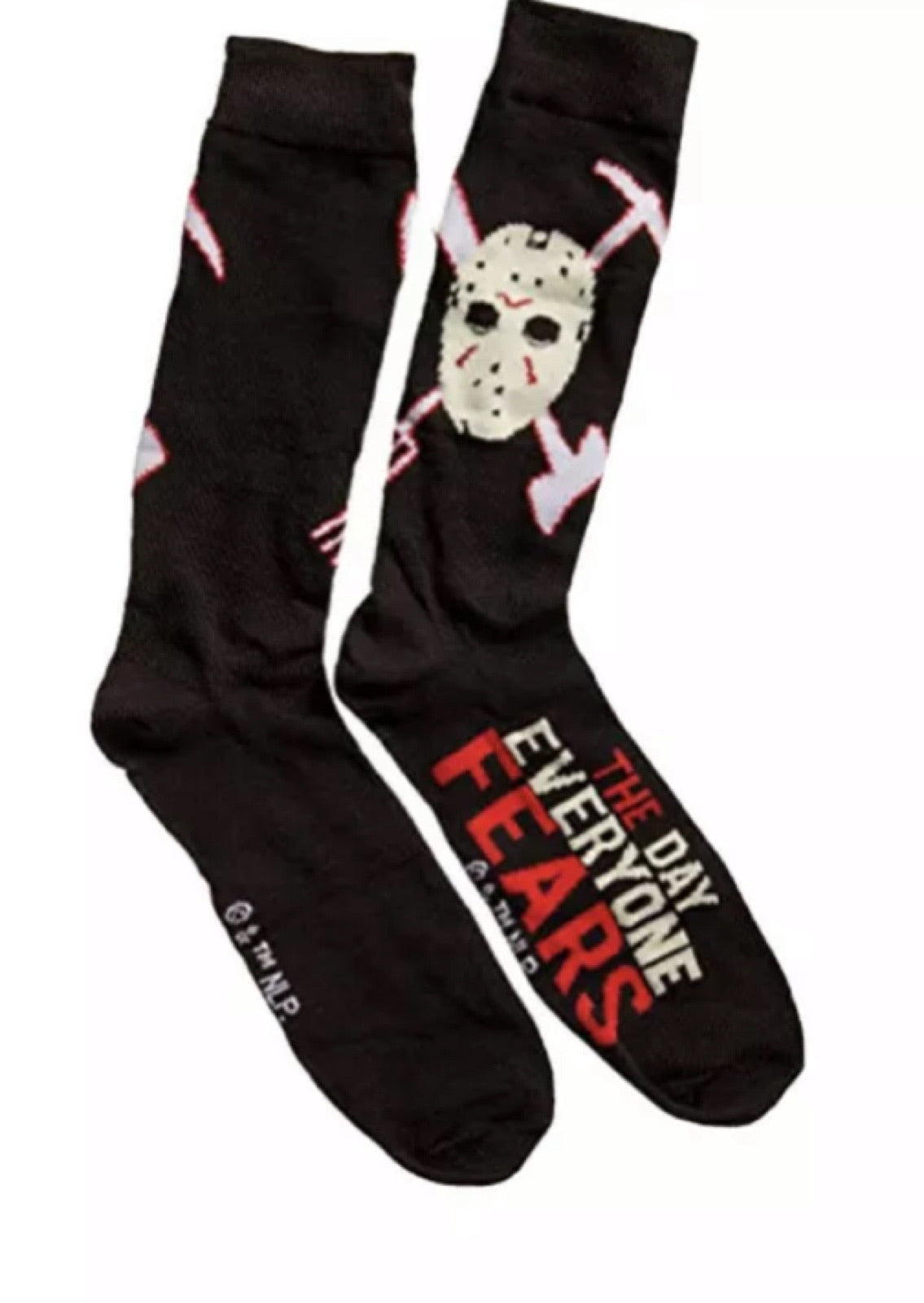 FRIDAY THE 13th Mens 2 Pair JASON VOORHEES Socks 'THE DAY EVERYONE FEARS' - Novelty Socks for Less