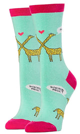 OOOH YEAH Brand Ladies GIRAFFES ‘WANNA NECK’ Socks VALENTINES DAY - Novelty Socks for Less