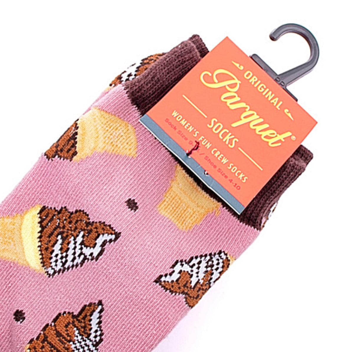 PARQUET Brand Ladies CHOCOLATE VANILLA SWIRL ICE CREAM CONE Socks - Novelty Socks for Less