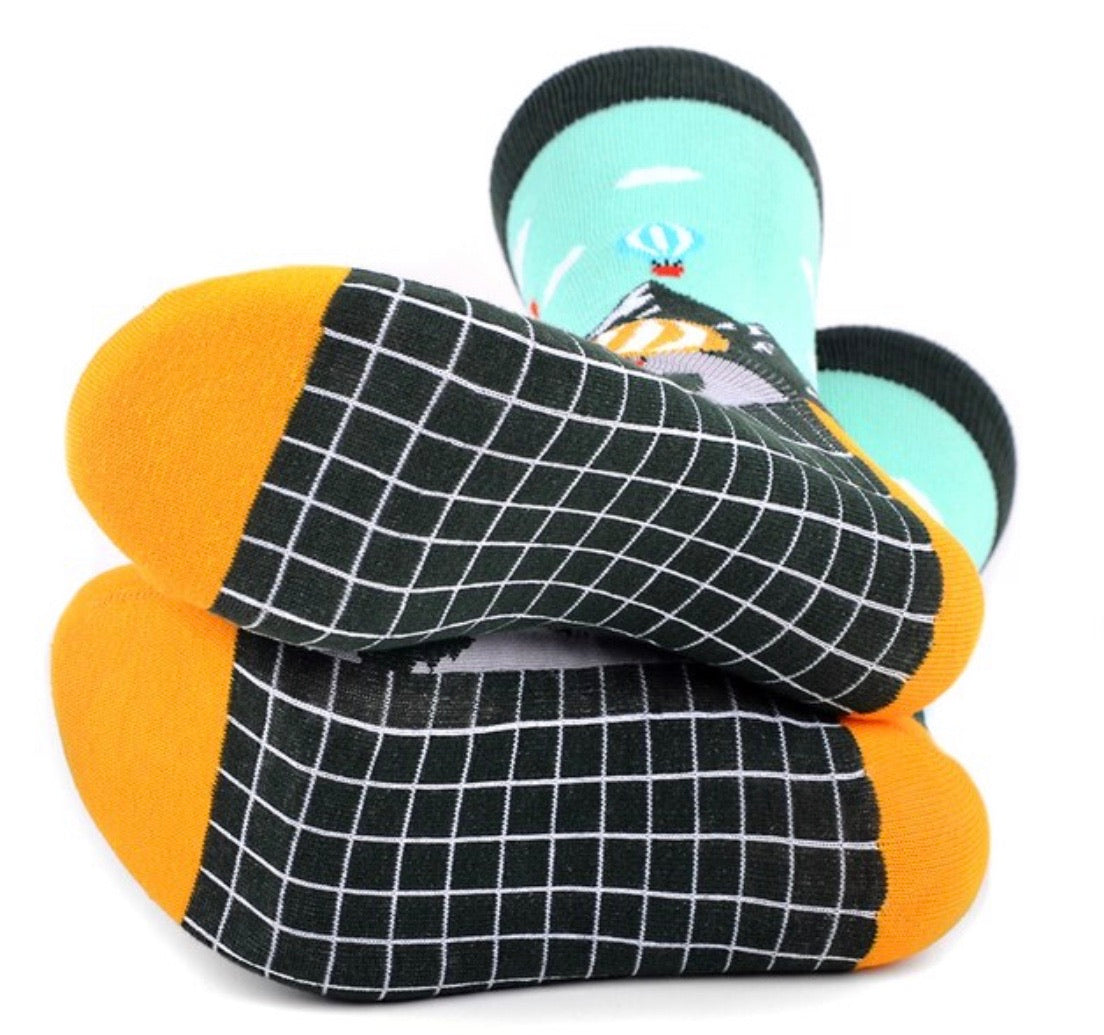 PARQUET BRAND Mens HOT AIR BALLOON Socks - Novelty Socks for Less