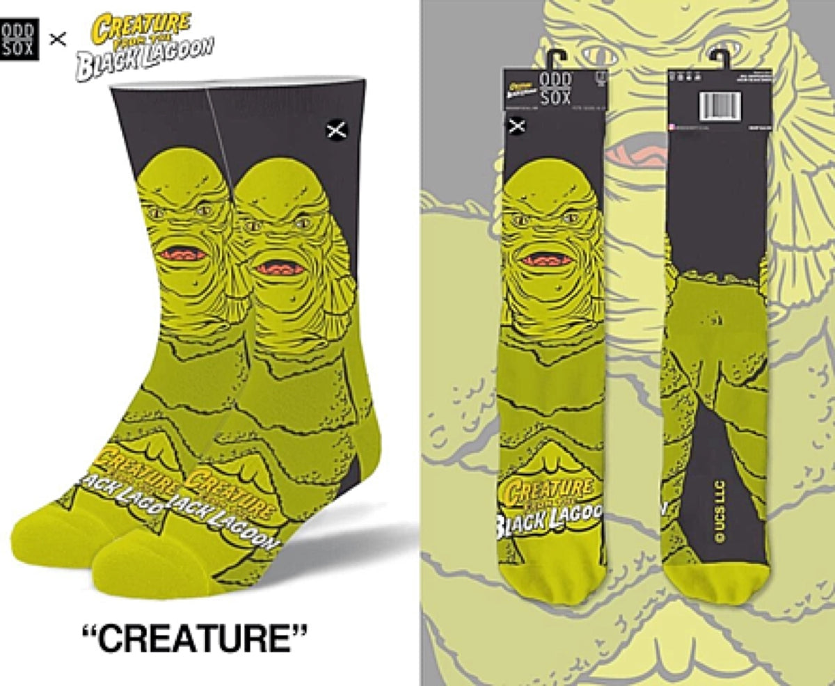 CREATURE FROM THE BLACK LAGOON MEN’S 360 HALLOWEEN SOCKS ODD SOX BRAND - Novelty Socks for Less
