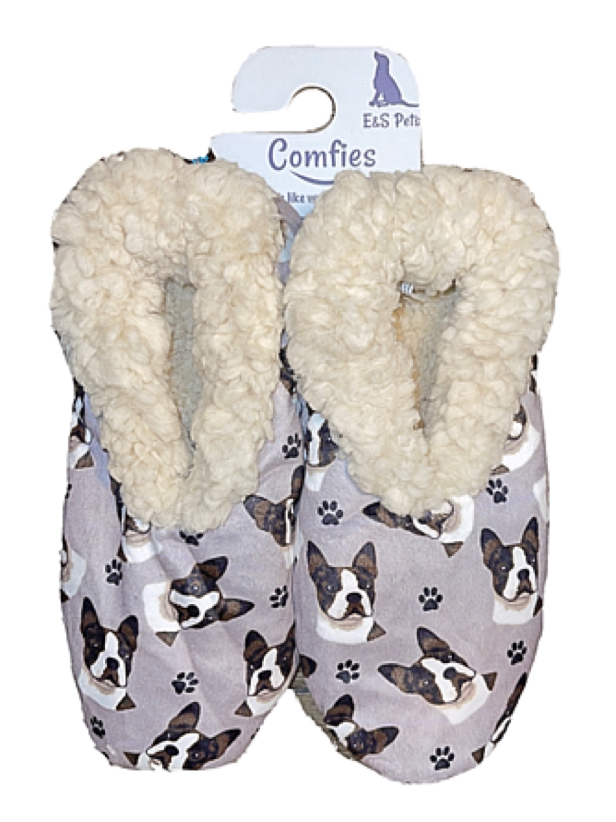 COMFIES Ladies BOSTON TERRIER DOG Non-Skid Slippers - Novelty Socks for Less