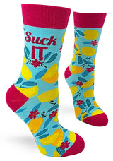 FABDAZ BRAND LADIES LEMON ‘SUCK IT’ SOCKS - Novelty Socks for Less
