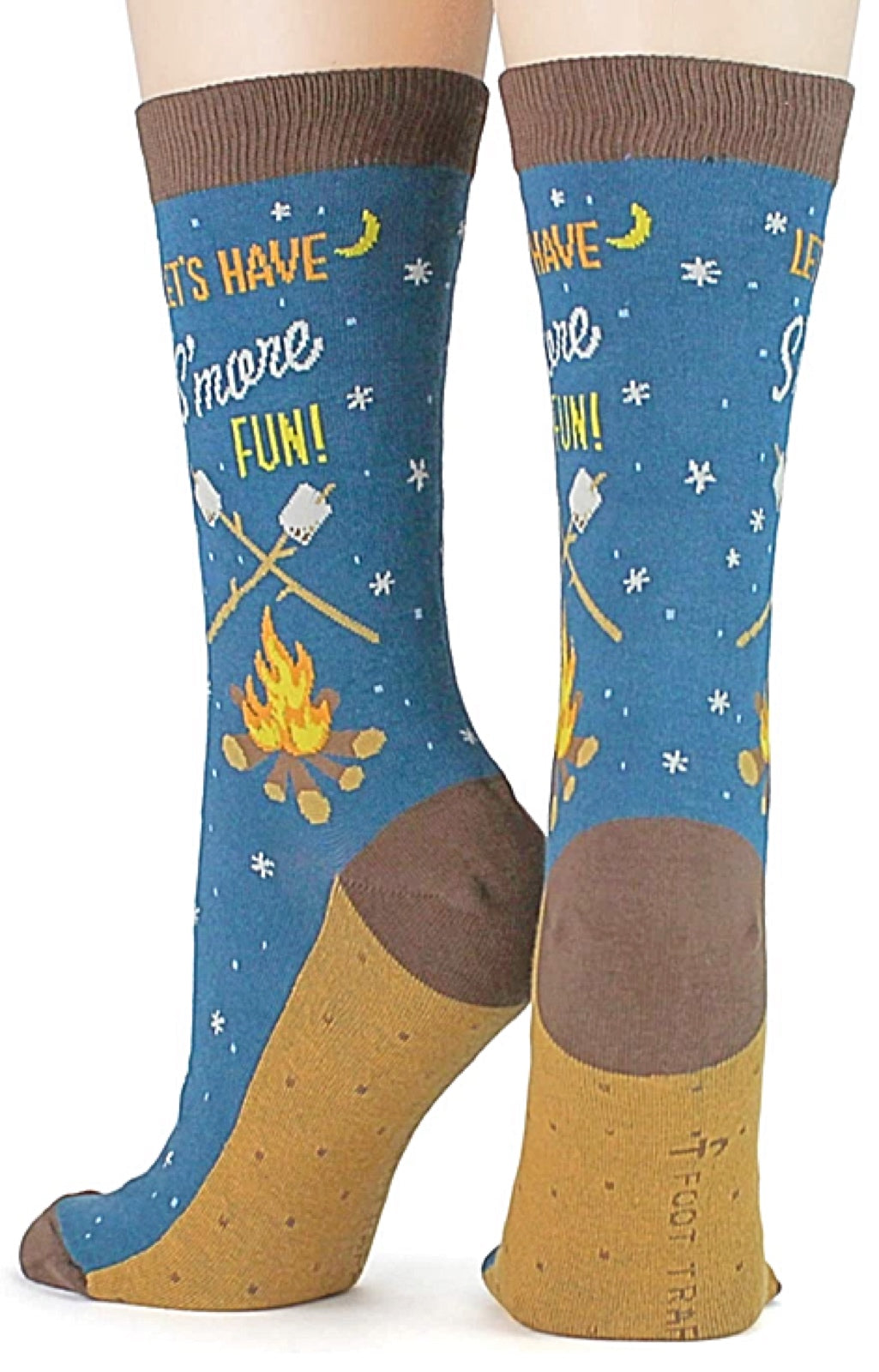 FOOT TRAFFIC Brand Ladies SMORES Socks 'LET'S HAVE S'MORE FUN' - Novelty Socks for Less