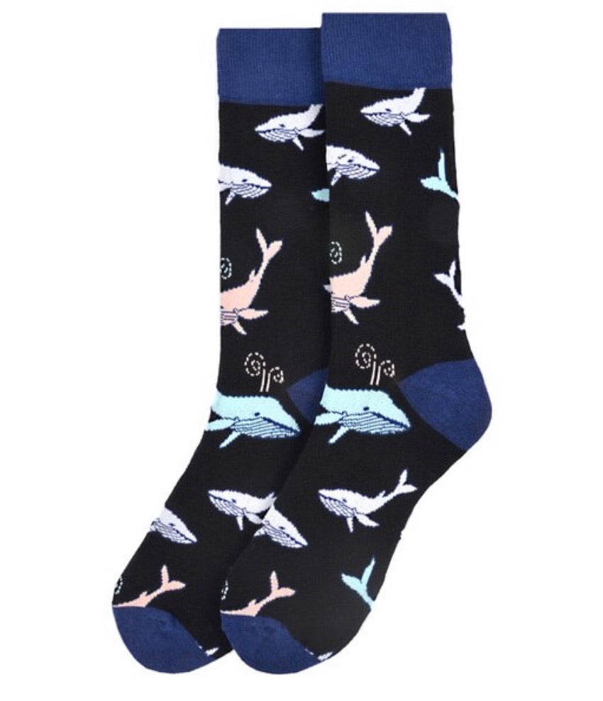 PARQUET BRAND Mens WHALES Socks - Novelty Socks for Less
