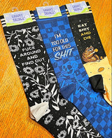 GROOVY THINGS Brand Men’s RACOON Socks ‘EAT SHIT AND DIE’ - Novelty Socks for Less