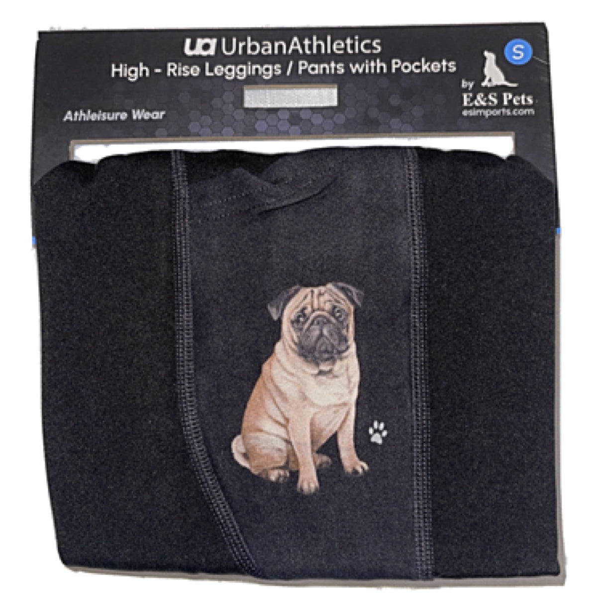 URBAN ATHLETICS Ladies PUG DOG High Rise Leggings With Pockets E&S Pets - Novelty Socks for Less
