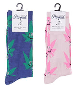 PARQUET Brand Men’s HAPPY POT MARIJUANA Socks (CHOOSE COLOR) - Novelty Socks for Less