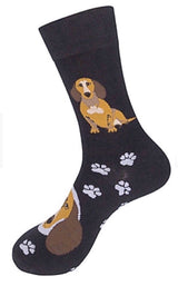 FUNATIC Brand Unisex BROWN DACHSHUND Dog Socks - Novelty Socks for Less