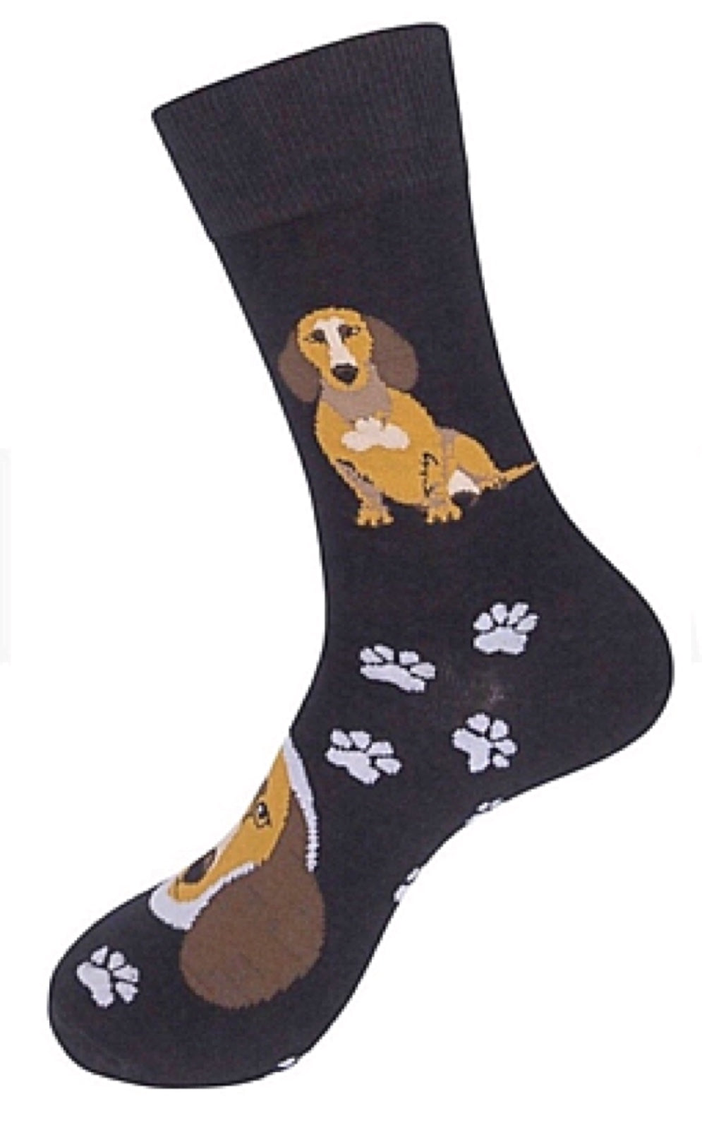 FUNATIC Brand Unisex BROWN DACHSHUND Dog Socks - Novelty Socks for Less
