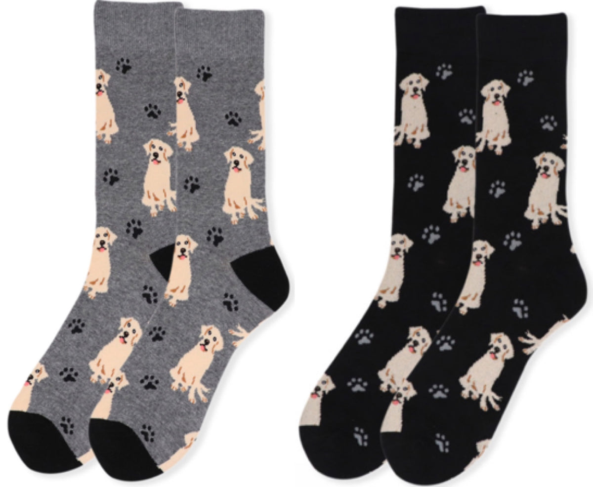 PARQUET BRAND MEN’S GOLDEN RETRIEVER DOG SOCKS (CHOOSE COLOR) - Novelty Socks for Less