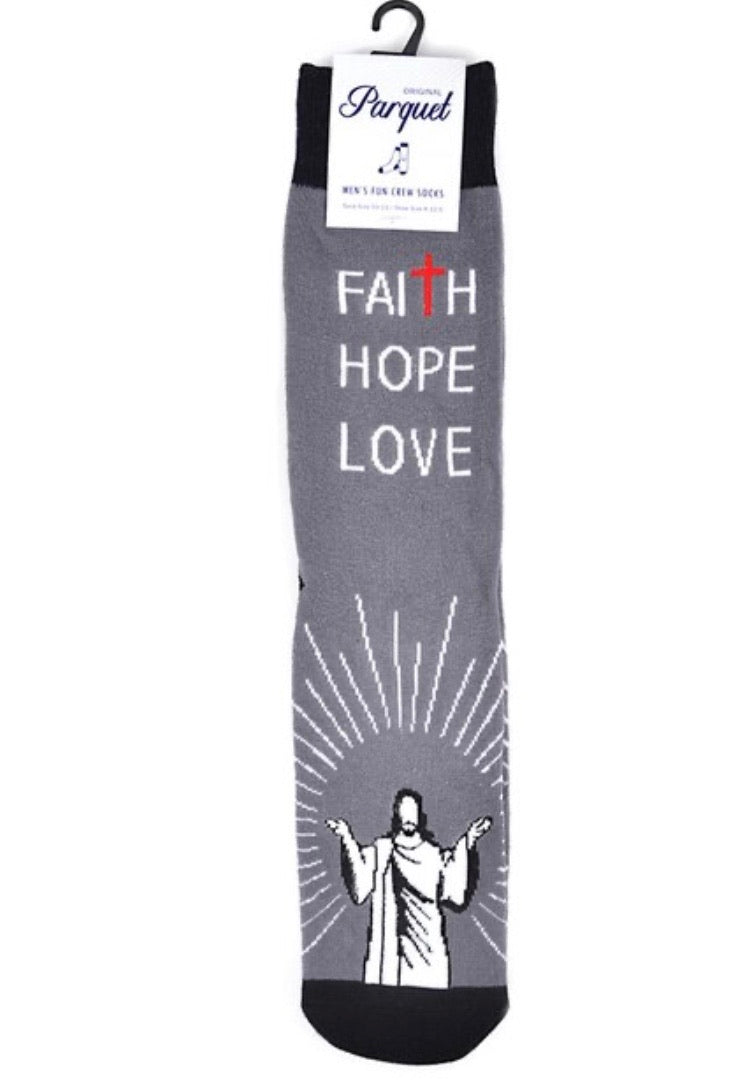 PARQUET BRAND Mens FAITH, HOPE, LOVE Socks - Novelty Socks for Less