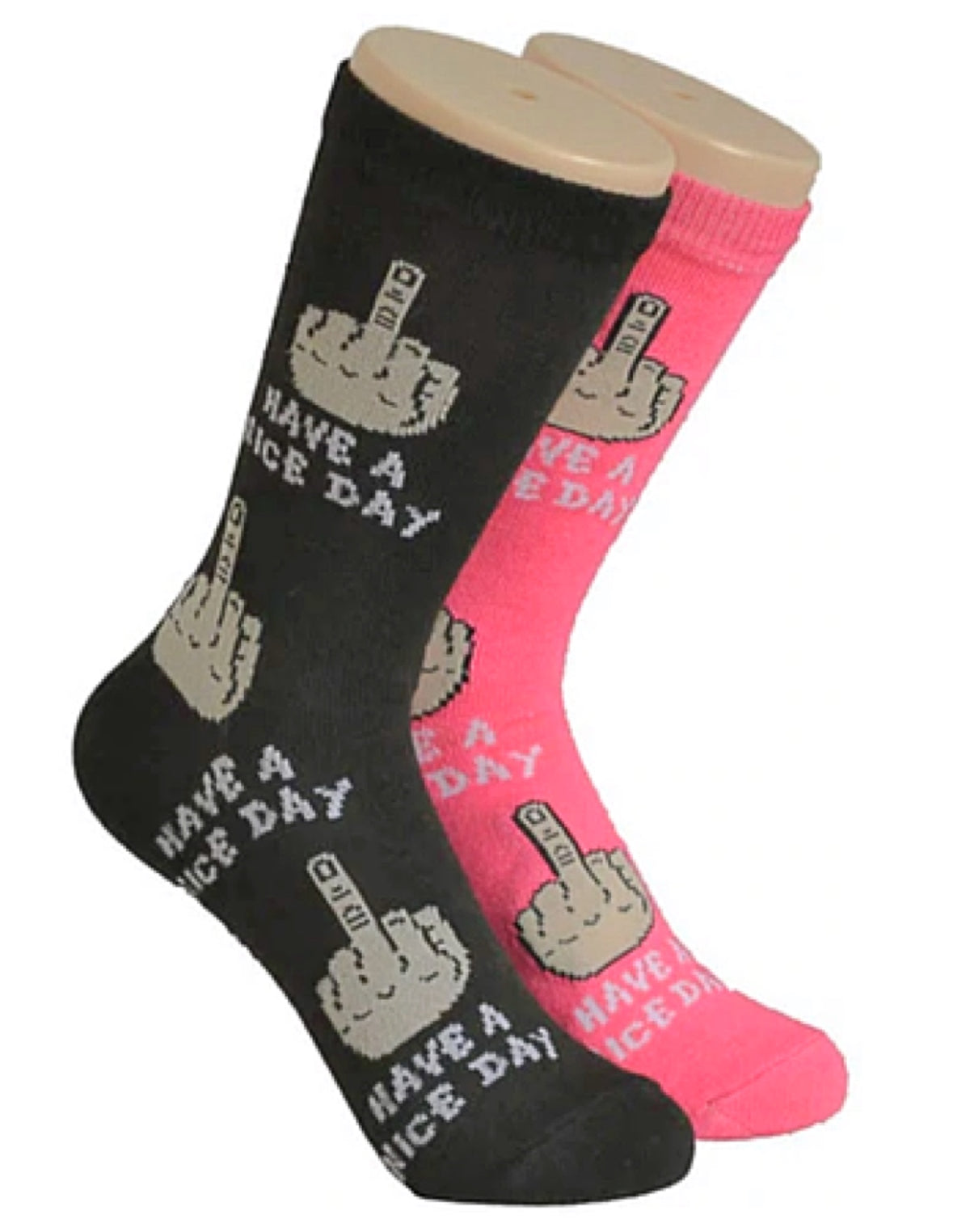 FOOZYS Ladies 2 Pair MIDDLE FINGER Socks - Novelty Socks for Less