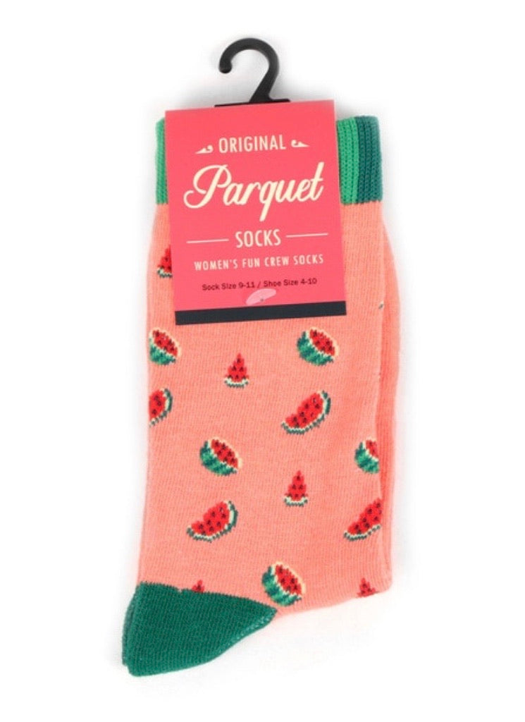 PARQUET BRAND Ladies WATERMELON SLICES Socks - Novelty Socks for Less