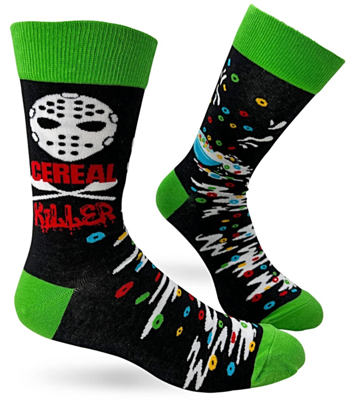 FABDAZ BRAND MEN’S JASON MASK & BOWL OF CEREAL SOCKS ‘CEREAL KILLER’ - Novelty Socks for Less