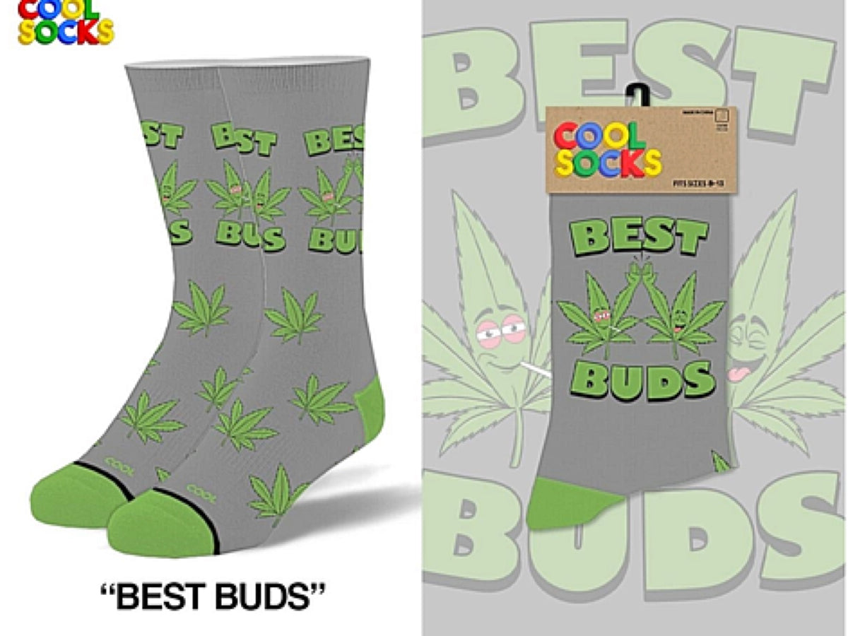 COOL SOCKS BRAND MEN’S MARIJUANA SOCKS ‘BEST BUDS’ - Novelty Socks for Less