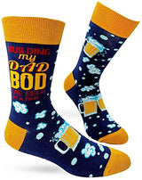 FABDAZ BRAND MEN’S BEER SOCKS ‘BUILDING MY DAD BOD ONE BEER AT A TIME’ - Novelty Socks for Less
