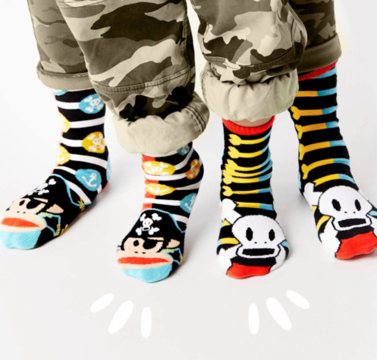PALS SOCKS Brand Unisex JULIUS & SKURVY Mismatched Gripper Bottom Socks PAUL FRANK - Novelty Socks for Less