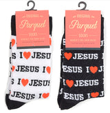 PARQUET Brand Ladies ‘I LOVE JESUS’ Socks(CHOOSE COLOR WHITE OR BLACK) - Novelty Socks for Less