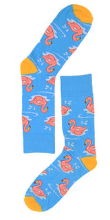 Parquet Brand Men’s GIANT PINK FLAMINGO RAFTS Socks - Novelty Socks for Less
