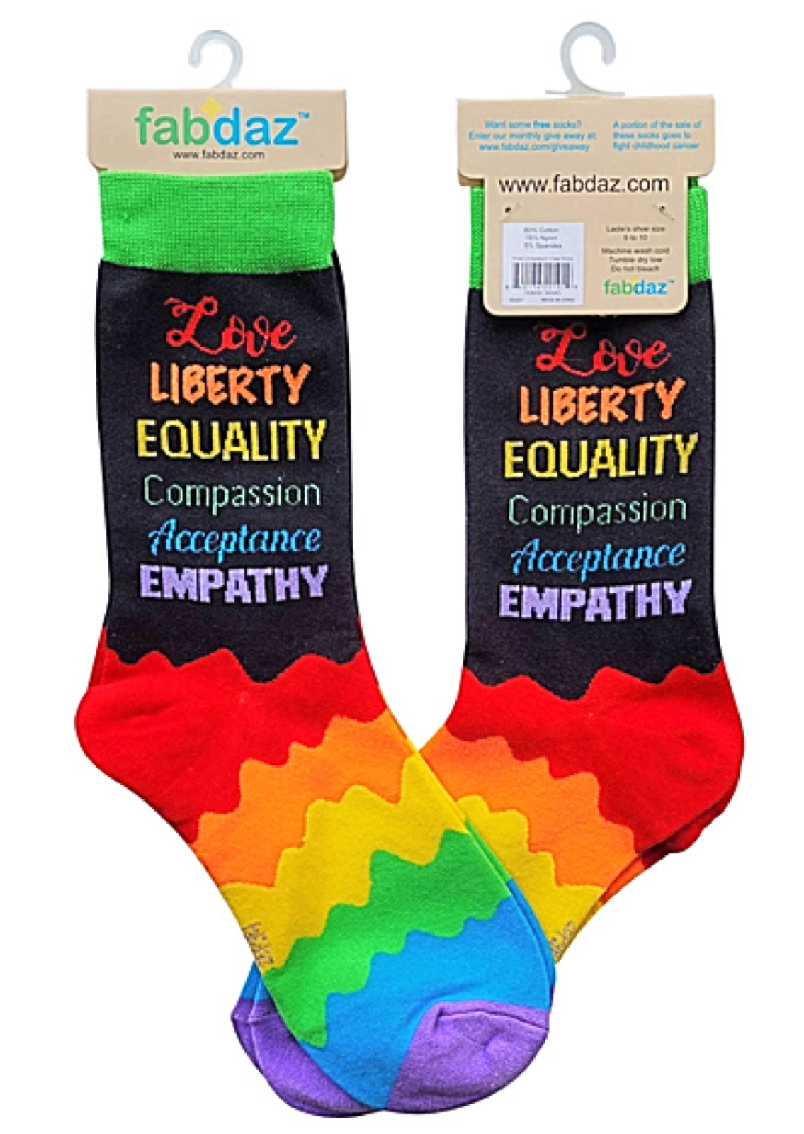 FABDAZ Brand Ladies LOVE LIBERTY EQUALITY Socks - Novelty Socks for Less