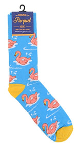 Parquet Brand Men’s GIANT PINK FLAMINGO RAFTS Socks - Novelty Socks for Less