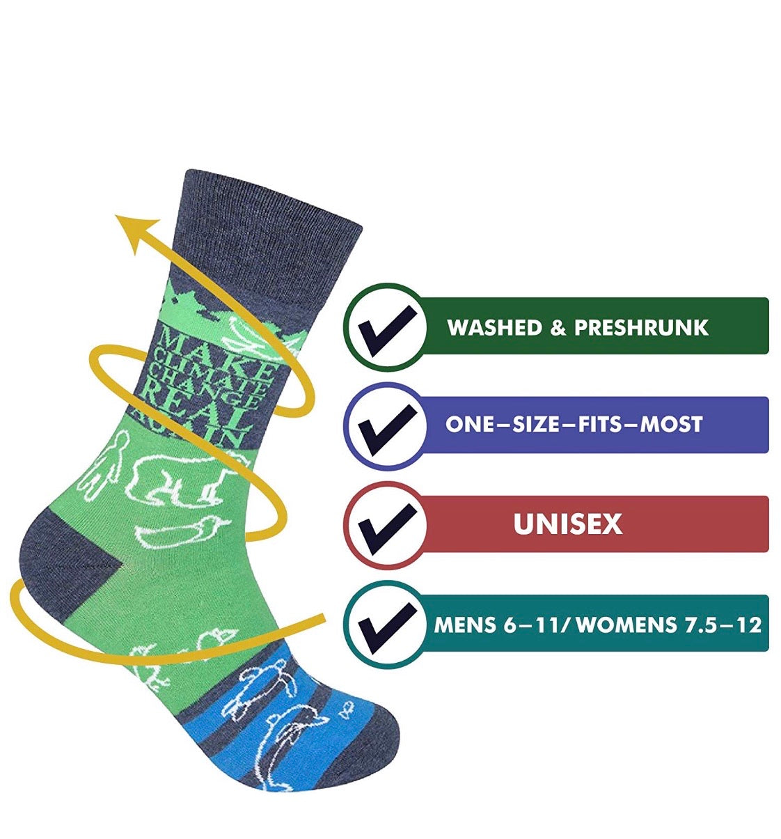 FUNATIC Brand‘MAKE CLIMATE CHANGE REAL AGAIN’ Unisex - Novelty Socks for Less