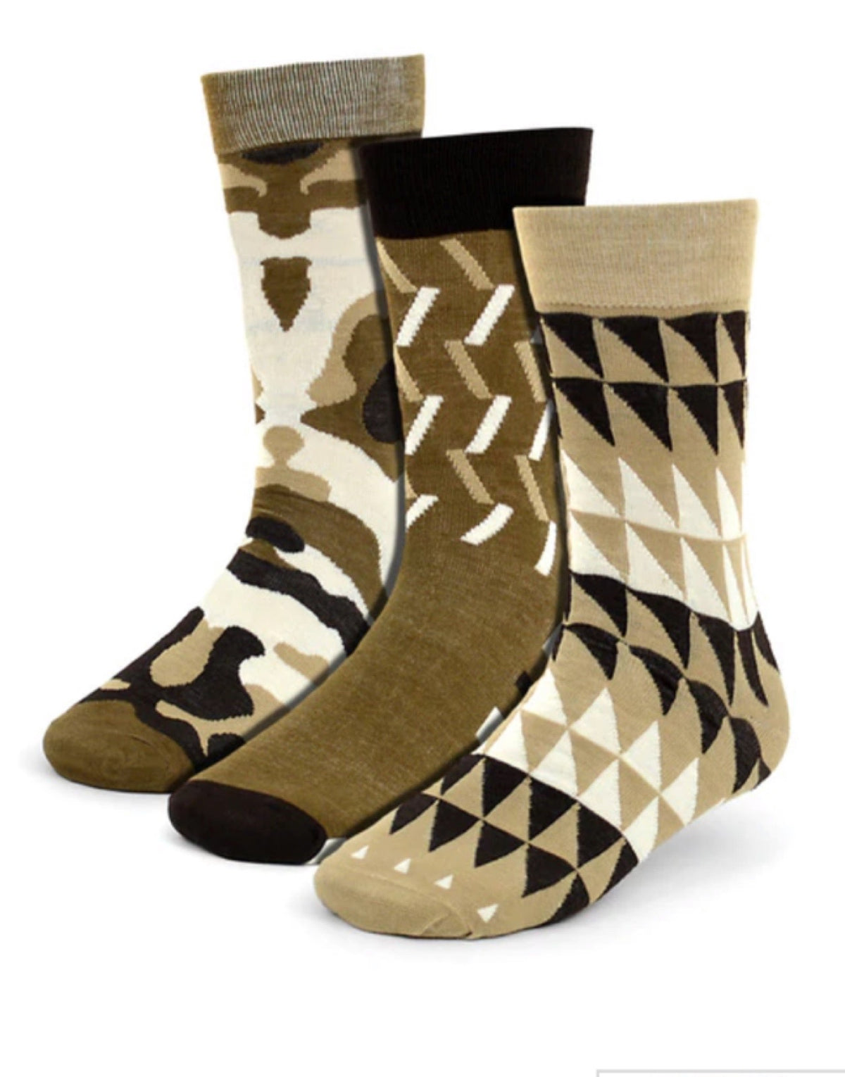 PARQUET Brand Men’s 3 Pair Socks Camo & Geometric Pattern - Novelty Socks for Less