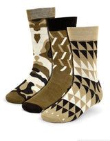 PARQUET Brand Men’s 3 Pair Socks Camo & Geometric Pattern - Novelty Socks for Less