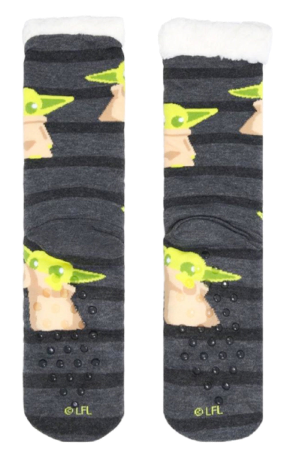 DISNEY LADIES BABY YODA SHERPA LINED GRIPPER BOTTOM SLIPPER SOCKS - Novelty Socks for Less