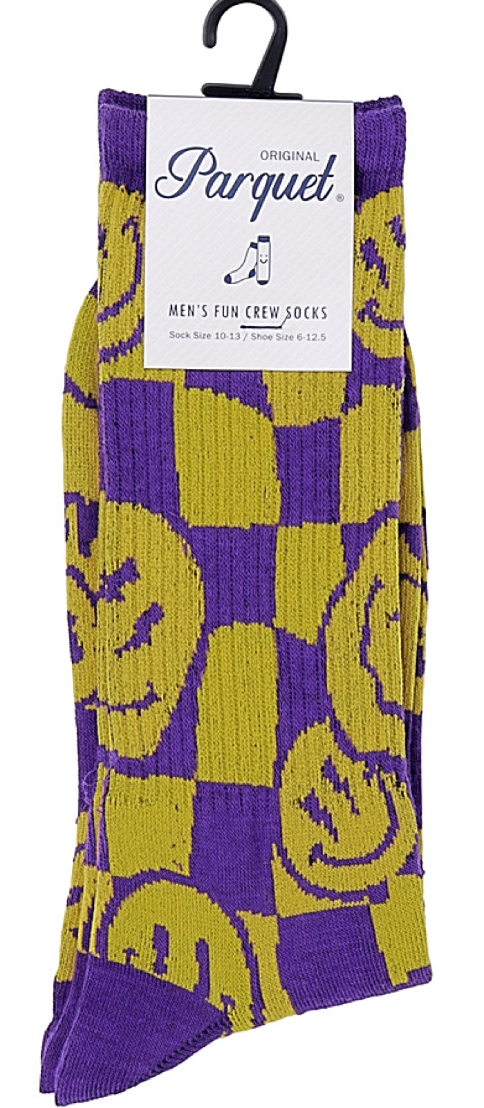 PARQUET Brand Men’s CHECKERBOARD SMILEY FACE Socks (CHOOSE COLOR) - Novelty Socks for Less
