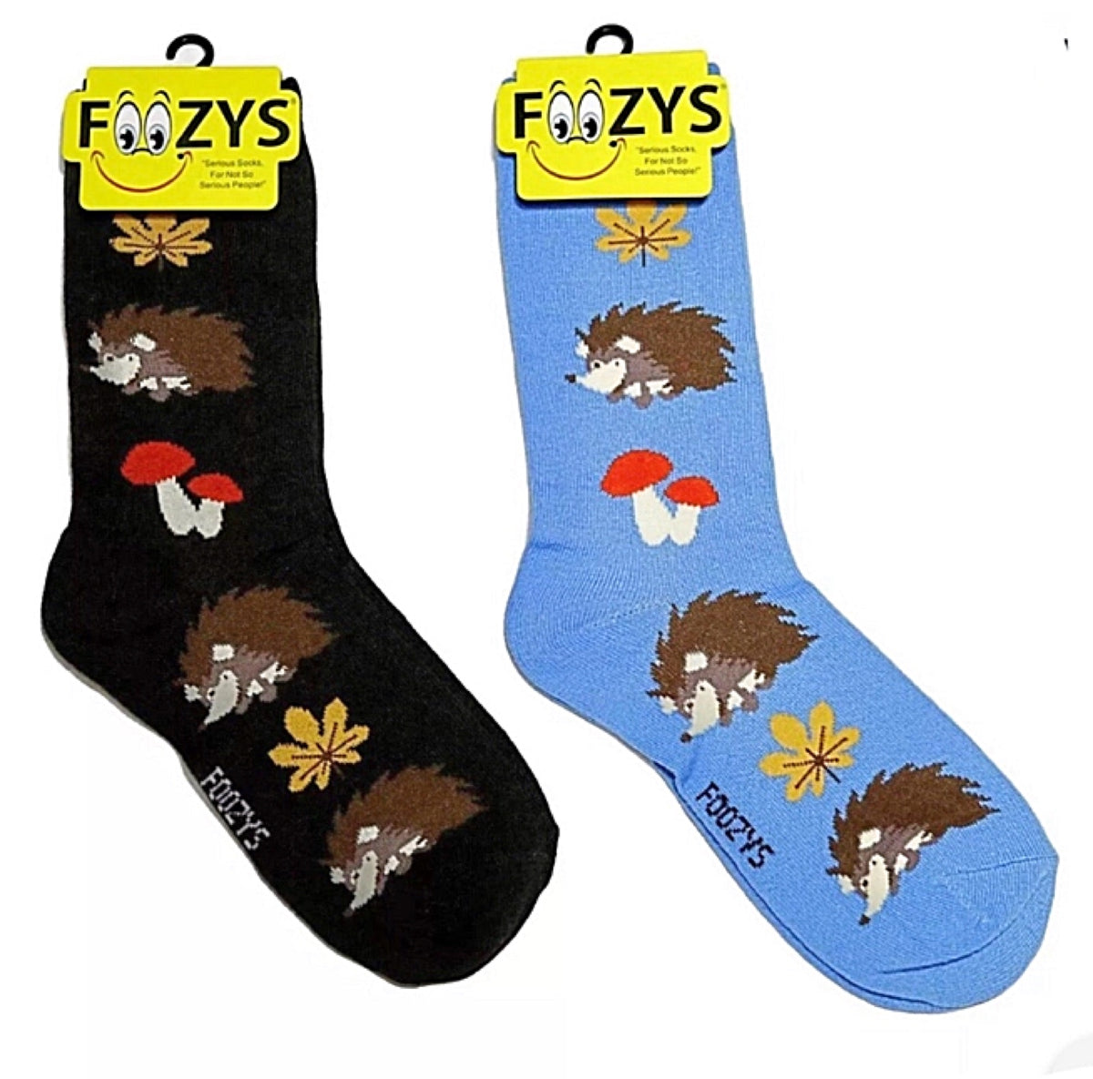 FOOZYS Brand Ladies 2 Pair Of HEDGEHOG AND MUSHROOMS Socks - Novelty Socks for Less