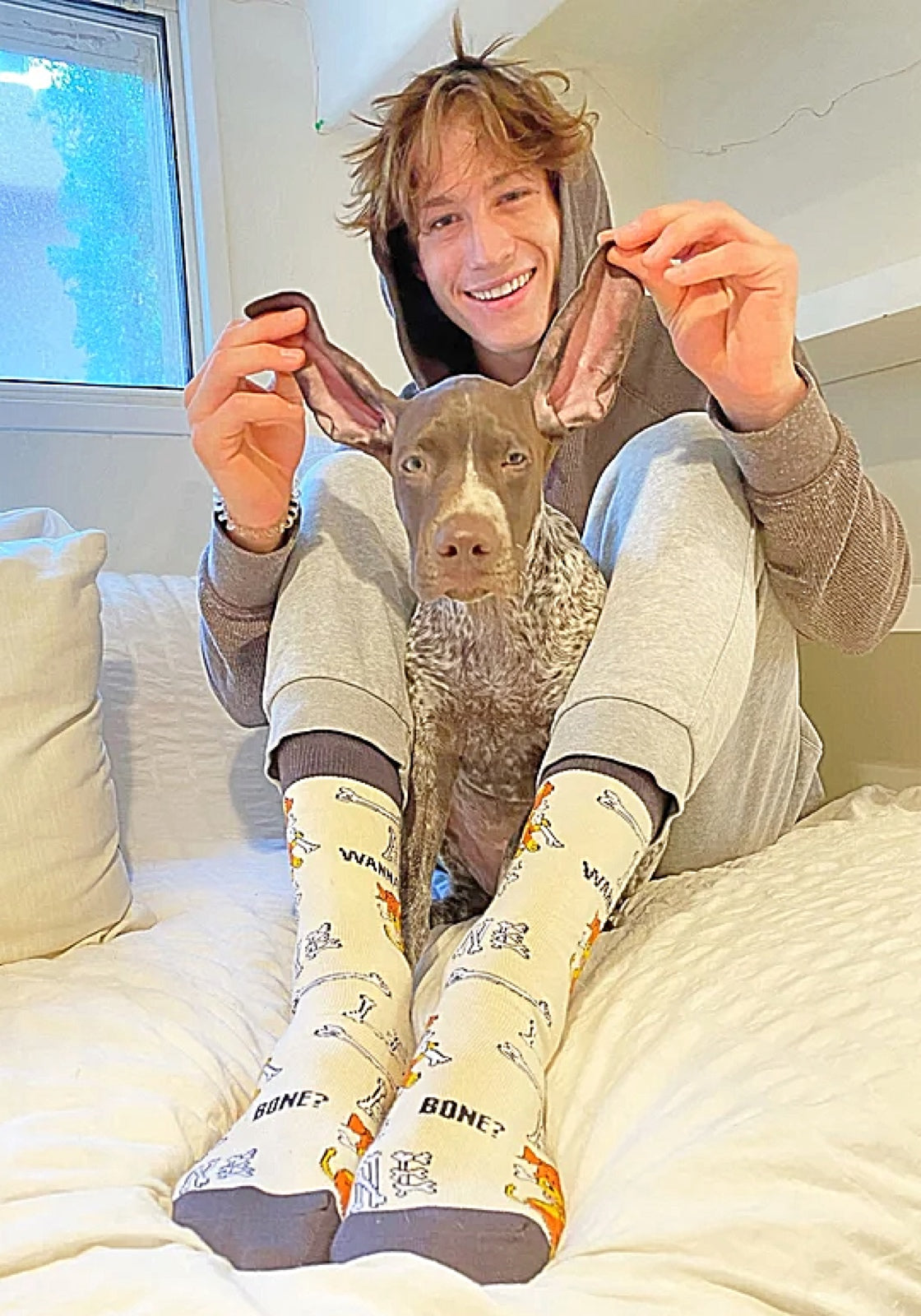 OOOH YEAH Brand Men’s DOG Socks ‘WANNA BONE?’ - Novelty Socks for Less